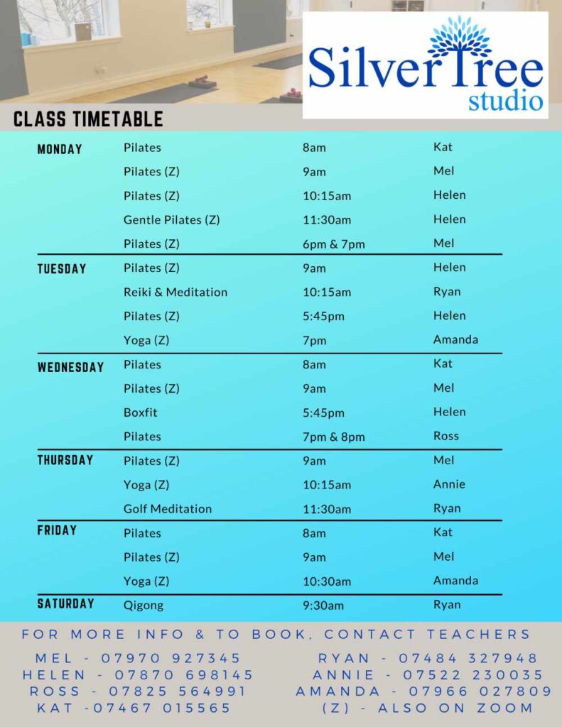 Silver Tree Studio timetable Jan25