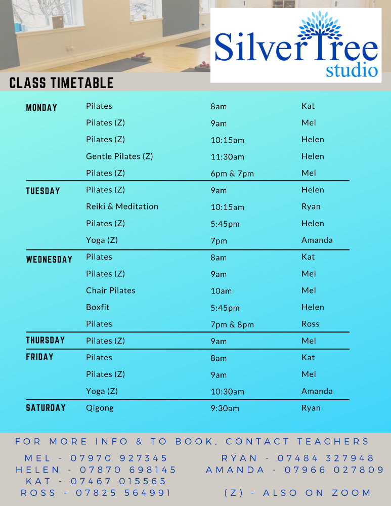 Silver Tree Studio timetable Jan25 - 1