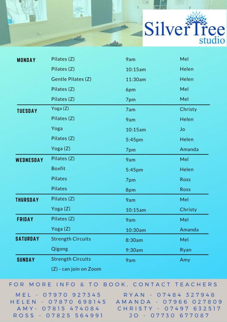 Timetable Oct25 Silver Tree classes